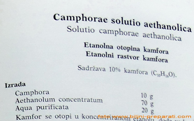 Kamfor etanolni rastvor 10% (Camphorae solutio ethanolica 10%)