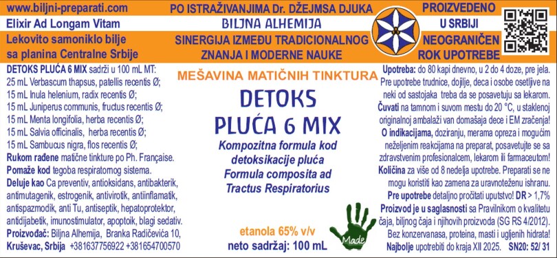 PLUĆA  ČISTAČ 6 MIX (Formula composita ad Tractus Respiratorius  )
