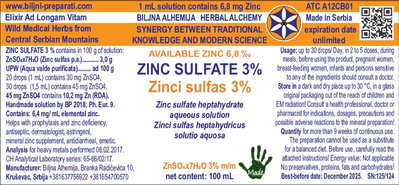 CINK SULFAT RASTVOR 3% Zinci sulfas heptahydricus solutio 3%